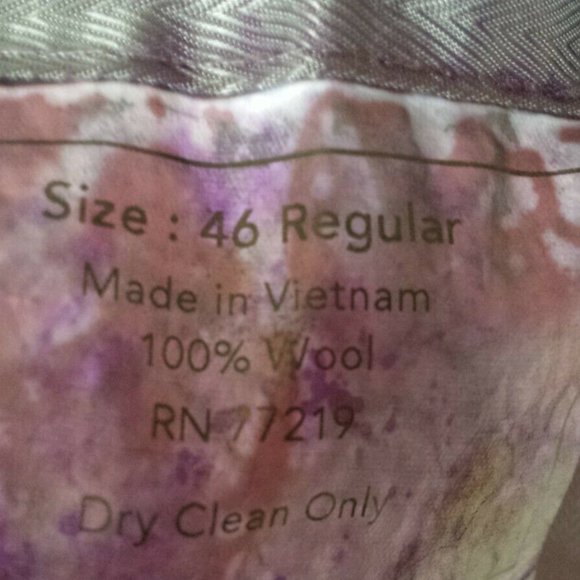 Hand painted tie dyed purple pink black gray blue suit blazer unisex XL XXL 48 - Picture 3 of 10